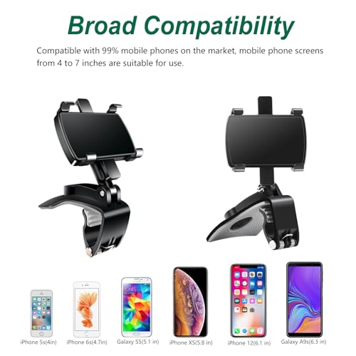 Image of Car Phone Mount, Rotating Dashboard Clip Cell Phone Holder, 360-Degree Rotation Mobile Clip Stand for 4 to 7 inches Smartphones