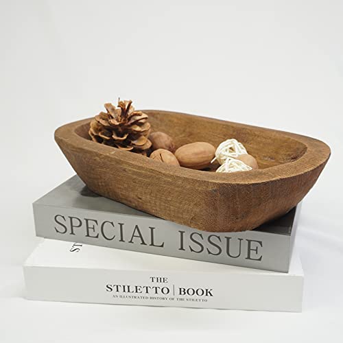 S-Snail-Oo Decorative Bowl Vintage Wooden Dough Bowls Hand Carved, Farmhouse Country, Restaurant, Cafe Decoration, Place Bread, Fruit, Aromatherapy. (10X6X2In) #TOP6