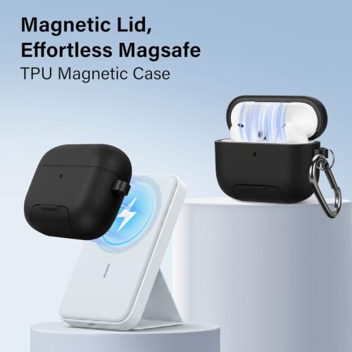 Image of Magnetic Lock Lid Case Compatible with AirPods Pro 3 | Built-in Phone Stand, MagSafe Ready, Shockproof Protective Cover with Lanyard
