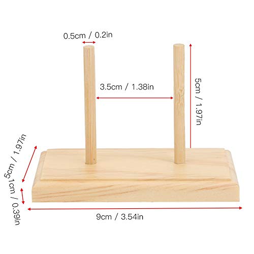 Image of Wooden Bobbin Holder Rack, Compact Standing Thread Organizer Display for Sewing Rooms and Embroidery Tables Premium Wood Natural Color 2 Shafts 9 x 5 x 1 cm