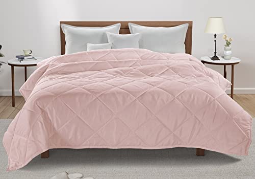 Lane Linen All-Season Lightweight Queen/Full Size Comforter Blanket For Bed - Down Alternative Reversibe Microfiber Thin Quilted Blanket - Soft Cozy Warm Premium Blanket, 90”X88” – Powder Pink #TOP2
