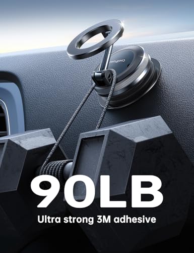 Image of Coolpow【Newest Vacuum Magnetic Phone Holder for Car Phone Holder Mount【Movable Vacuum Suction】 Magsafe Car Mount Cell Phone Holders for Your Car Accessories for Women Men for iPhone 17 16 -Black