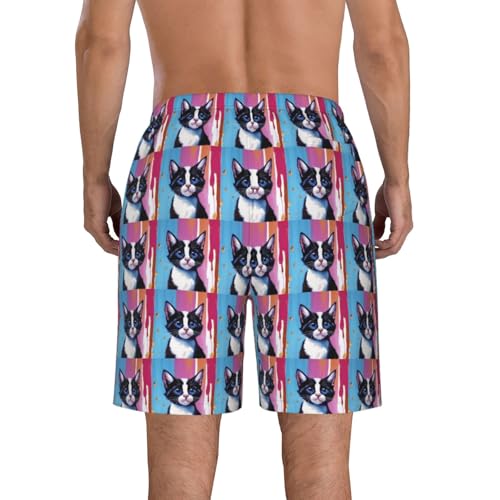 Cartoon cat Print Stylish Beach Shorts Swim Trunks Lightweight Breathable Summer Outdoor Activities3