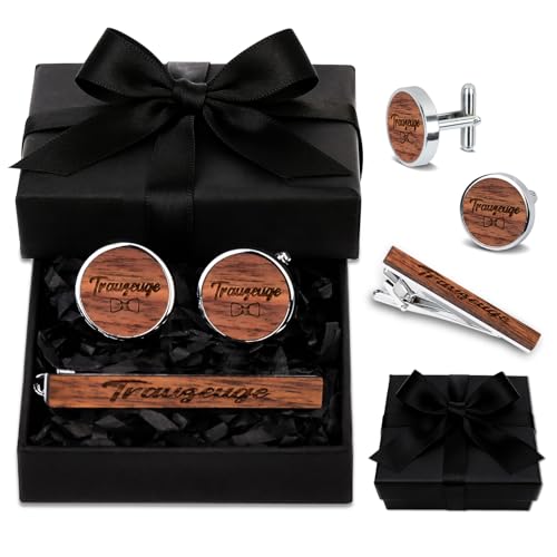Manschettenknöpfe Herren Hochzeit Trauzeuge Krawattenklammer Holz mit Geschenkbox Trauzeuge Fragen Mann Willst Du Mein Trauzeuge Sein Trauzeugen Geschenke Mann für Hochzeit Verlobung Jahrestag