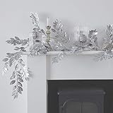 Ginger Ray Silver Foliage Christmas Decoration Garland 1.75m - Silver Glitter
