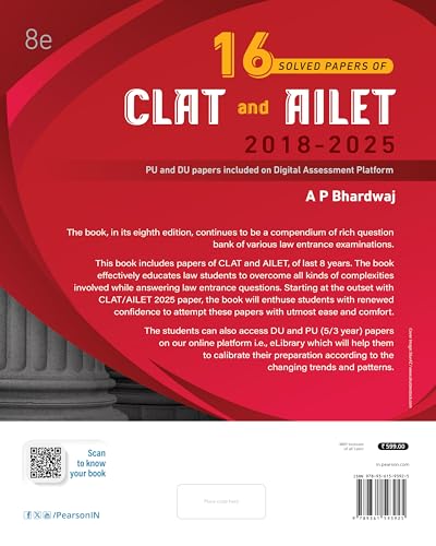 Image of 16 Solved Previous Years' Papers of CLAT and AILET (2018-2025) (Old edition)