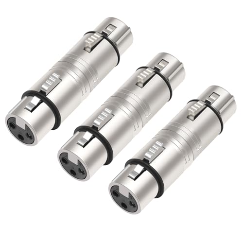 DETAME XLR Female to Female, 3 Pin XLR Female Audio Adapter，for Microphone,Mixerr,Amplifier-3 Pack