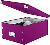 Snap-N-Store CD & DVD Storage Box - Pack of 1 - Double Wide 6.1 x 10.5 x 14 Inch Disc Holder with Li