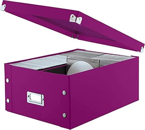 Snap-N-Store Cd & Dvd Storage Box - Pack Of 1 - Double Wide 6.1 X 10.5 X 14 Inch Disc Holder With Lid To Store Up To 330 Discs - Berry #TOP3