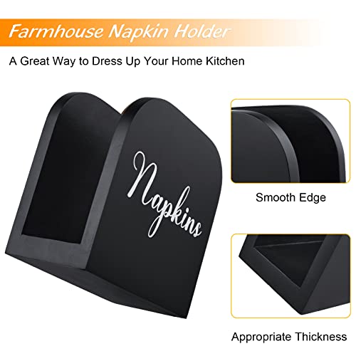 Black Napkin Holder for Table - ALELION Wooden Napkin Holders for Kitchen - Black Kitchen Decor and Accessories for Dining Room Table Decor - Wood Napkin Dispenser