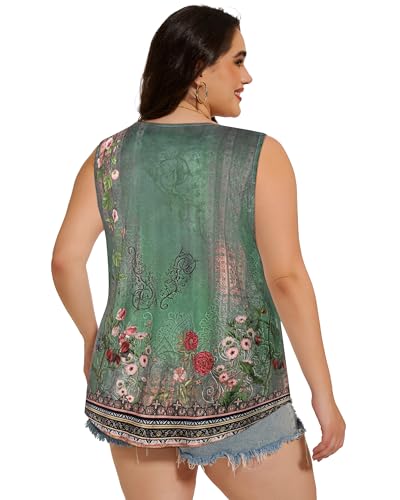 Image of Women Plus Size Tank Top Casual Summer Tops Loose Fit Sleeveless T Shirts Trendy Crewneck Tunic Tees 2026
