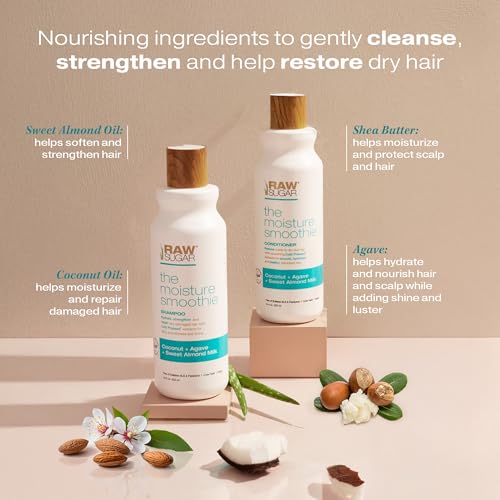 Raw Sugar Moisture Smoothie Shampoo and Conditioner with Coconut Oil, Agave, & Sweet Almond Milk, Hydrates & Nourishes Dry Hair, Formulated without Sulfates + Parabens - Image 4