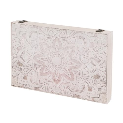 LOLAhome - Tapa Contador Luz o Cuadro Eléctrico de Madera decorado con Mandala Beige de 46x31x6 cm