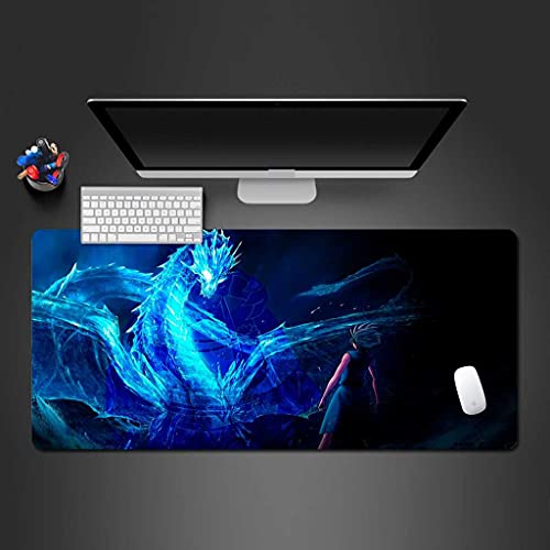 Gamer mouse pad dragon bleu tapis XXL antidérapant pour le bureau et salon