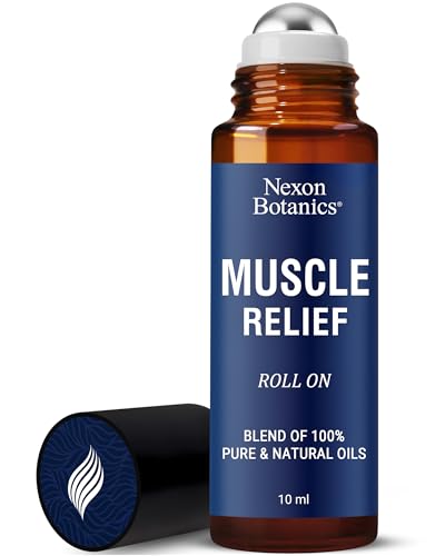 Muscle Relief Essential Oil Roll-On 10 ml - Pure & Natural Prediluted Blend for Sore Muscles, Aches...