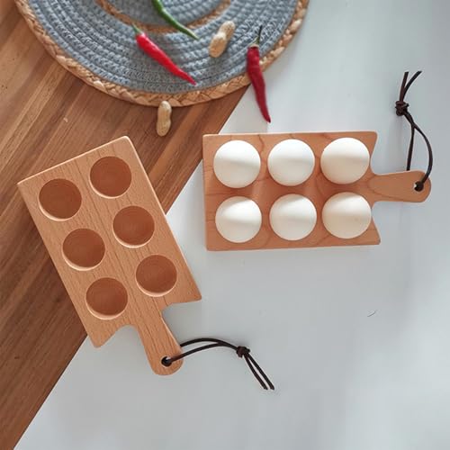Bandeja para huevos de madera con 6 compartimentos y correa de transporte 4