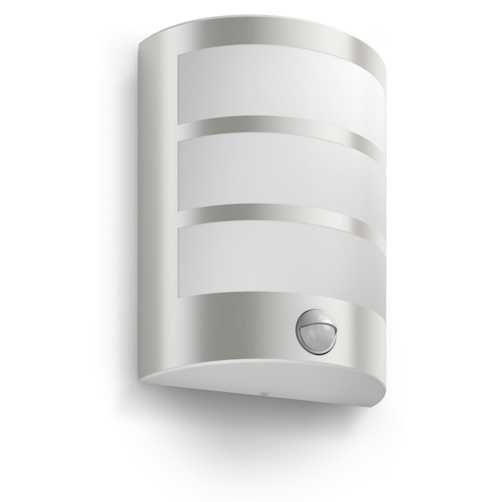 PHILIPS Python LED Outdoor Wall Light, 5.5W, 700 lm, 2,700 K Warm White Light, IP44 Weather-Resistant, Infrared Motion Sensor, Built-in LED, Durable, Aluminium