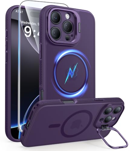 Image of FNTCASE for iPhone 16 Pro Case with Stash Stand for MagSafe Purple