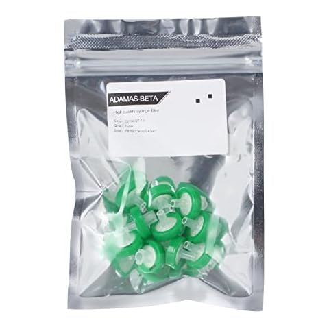 Amur Leopard 10 Pcs/Pack Syringe Filter Polyethersulfone (PES) Membrane 13 mm Diameter 0.45 μm Pore Size for Laboratory Filtration, Green Cover