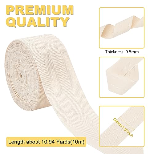 BENECREAT 10.94 Yards Beige Herringbone Cotton Twill Tape Ribbon - Image 2