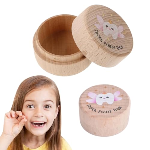 SIVZUMO Caja de Dientes de Madera para Niños y Niñas - Soporte para Dientes de Leche Caídos para Poner Debajo de la Almohada