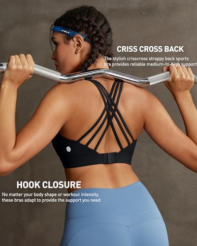 Image of RUNNING GIRL Sports Bras for Women,Crisscross Back High Impact Sports Bra with Hook Closure Workout Supportive Bra