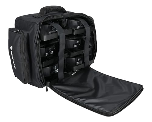 Image of Rockville RLBP6 Padded Backpack for 6 Par Lights Bag with Dividers+Handle+Straps | Removable Dividers, Padded Handle, Backpack Straps, 10mm Foam, 600D Nylon, 1.8 lbs, Rubber Feet, External Compartments
