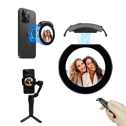 Vlog Selfie Monitor Screen, Magnetic Phone Vlog Selfie Monitor Screen Bluetooth Remote, Using Phone Rear Camera for Selfie Vlog Live Stream TikTok, Compatible with iPhone & Android, Aluminum 2025 New by GKEAPZA - Used condition - US$15.07