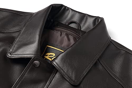 Image of REED Men's Luxury Leather Bomber Jacket - Genuine Leather American Style with Broad Shoulder Fit