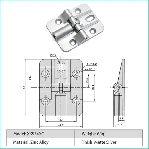 Charnière réglable pour mobilier technique et porte de machine mate - 3