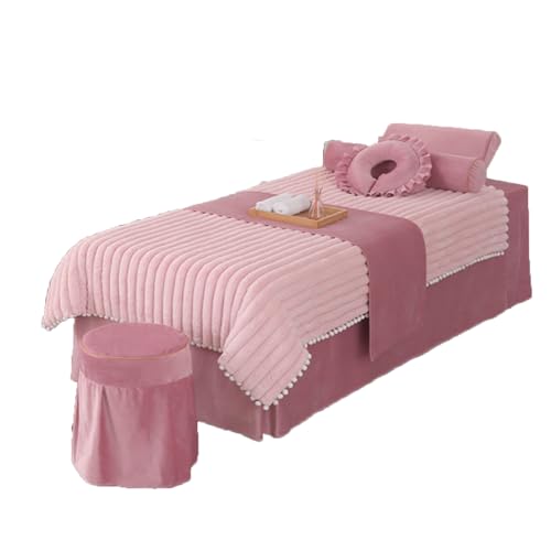 Falda de cama de microfibra de 4 piezas con borde elástico para camilla de spa 2