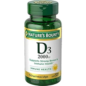Vitamin D by Nature’s Bounty, Supports Immune Health & Bone Health, 2000IU Vitamin D3, 150 Softgels ,150 Count (Pack of…