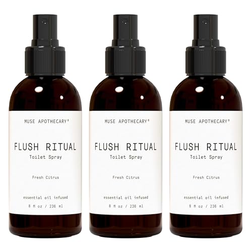 Muse Apothecary Flush Ritual - Aromatic &amp; Refreshing Toilet Spray, Use Before You Go, 8 oz, Infused with Natural Essential Oils - Fresh Citrus, 3 Pack