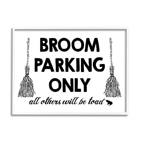 Stupell Industries Broom Parking Witty Halloween Witch Phrase Typography, Design by Lettered and Lined