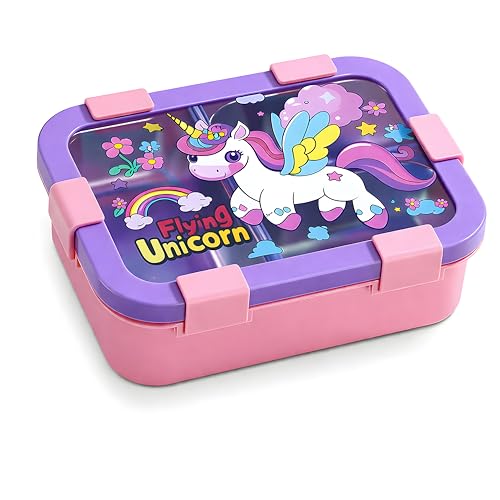 Image of Kids Tiffin Box Stainless Steel Lunch Box for School Boys & Girls | Leakproof Bento Lunch Box with 3 Compartments | Food Grade 304 Steel | Lunch Box for Kids School, Snacks & Office Use 700ML
