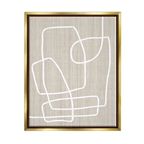 Stupell Industries Contemporary White Line Shapes Minimal Grain Design, Design