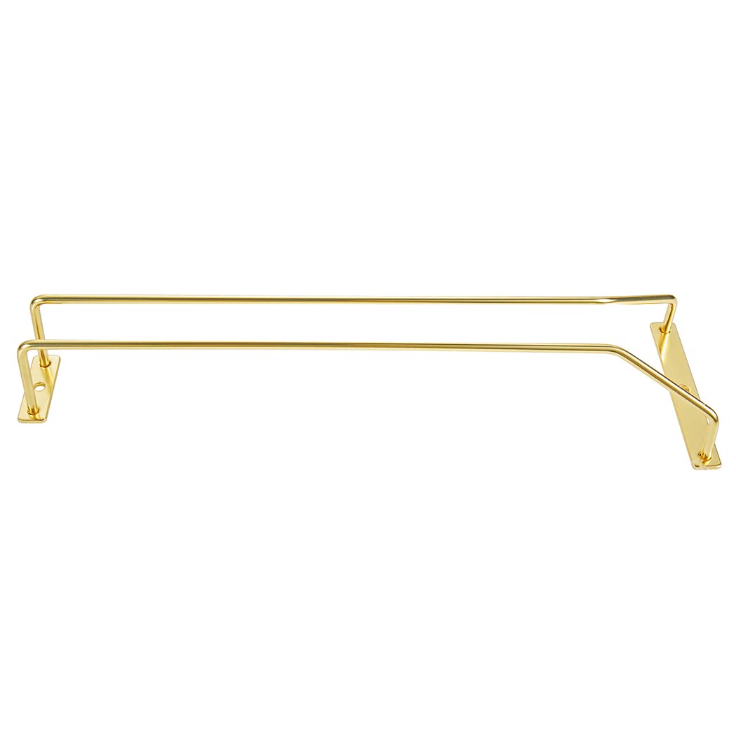 Supporto per bicchieri da vino dorato, fila singola da 35,5 cm, confezione da 2, sotto l'armadio, rack per calici da appendere, adatto per ristoranti, bar, cucina, tavolo da pranzo