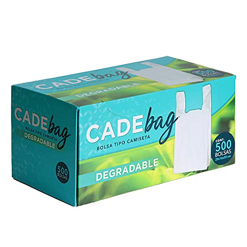 La Mejor Recopilación de Bolsas de basura Top 10. 32 Cadebag | 500 Bolsas tipo Camiseta Degradables de 29 x 55 x 16 cm
