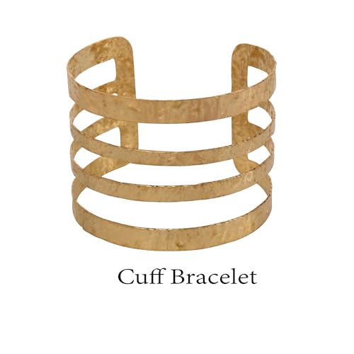 Image of Touchstone Indian Bollywood Desire Brass Base Exotic Workmanship Free Size Cuff Bracelet in Antique Gold Or White Or Copper Tone for Women.