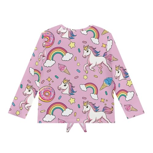 Girls Crewneck Shirt Children Tunic Tees Long Sleeve Kids Front Knot T-Shirt 6