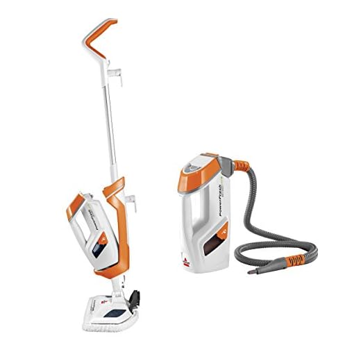 Bissell PowerFresh Lift-Off Pet Steam Mop, Steamer, Tile, Bathroom, Hard Wood Floor Cleaner, 1544A, Orange