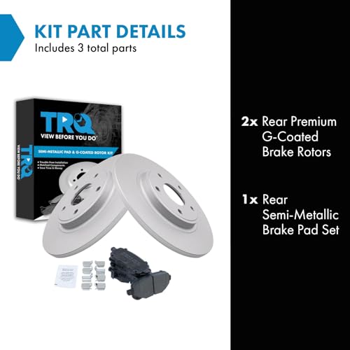Image of TRQ Rear Brake Pad and Rotor Set Semi Metallic 328mm Rotors Compatible with 2012 Dodge Journey
