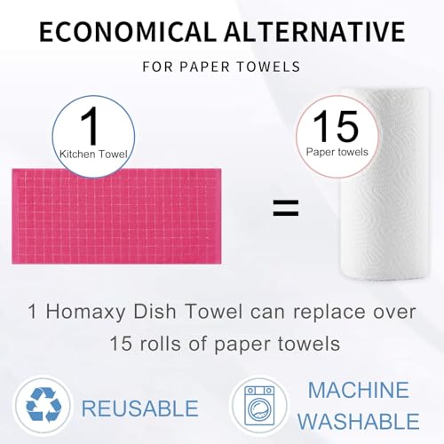 Image of Homaxy 100% Cotton Terry Kitchen Towels, 4 Pack, Rose Red