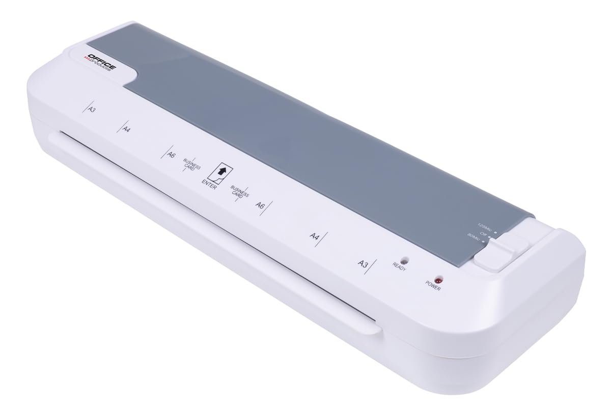 OFFICE PRODUCTS Plastificadora 332/Apto para Documentos A3/Laminadora Térmica Caliente/Velocidad de plastificado: 30cm/min/80 a 125 micrones/Calentamiento Rápido/Blanca/Colegio, Oficina y Hogar