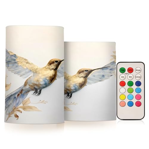 ALAZA Hummingbird (7) Flickering Flameless Candles Battery Operated with Remote Timer,Tea Light Candles LED Pillar Votive Candles Set of 2 for Outdoor Indoor Decorations
