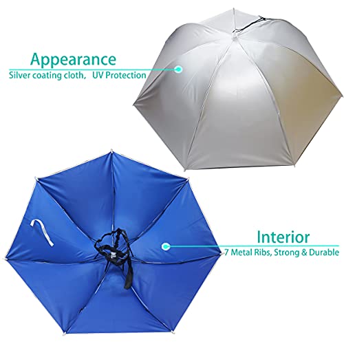 image for Bocampty Umbrella Hat, 37 inch Fishing Hat Hands Free Foldable UV Prot