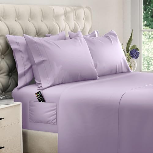 Image of DREAMCARE Queen Sheets - 6 pcs Breathable Cooling Sheets Queen - up to 21 inch