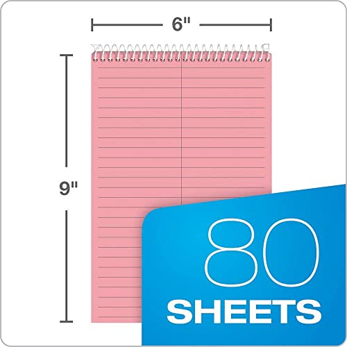 Tops Prism Steno Books, 6" X 9", Gregg Rule, Pink Paper, Perforated, 80 Sheets, 4 Pack (80254) #TOP1