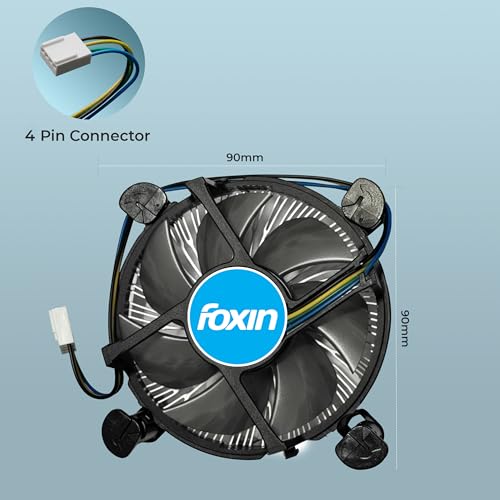 Image of Foxin FCF 001 CPU Cooling Fan | CPU Cooler 90mm | Hydramatic Bearing | 2500 RPM & Airflow 45 CFM | 4-Pin PWM Connector | Compatible with Intel LGA1700 /115X /1200 & AMD AM2 /AM3 /AM4 /AM5