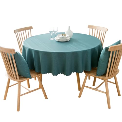 Manteles redondos de poliéster verde oscuro, manteles de mesa de estilo simple para el hogar, hotel, restaurante y fiesta, 100 cm de diámetro, diseño duradero y elegante